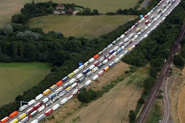 Lorries queuing on M20